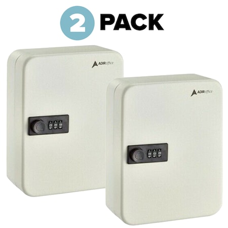 Adiroffice 30-Key Steel Secure Key Cabinet with Combination Lock, White, PK2 ADI682-30-WHI-2pk